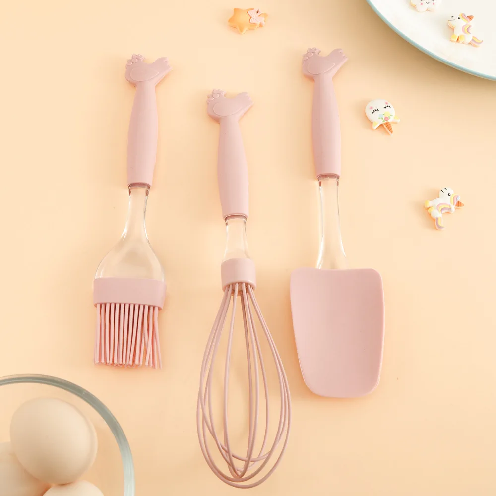 product heat resistant kitchenware silicone pastry spatula basting brush whisk set for cooking baking mixing-4