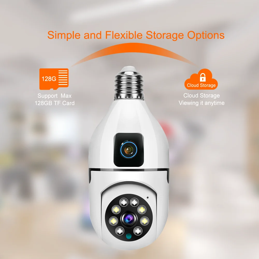 New Dual Wifi Camera Bulb Camera 2mp 4mp Mobile Tracking Full Color Night Vision 360 Light Bulb Camera