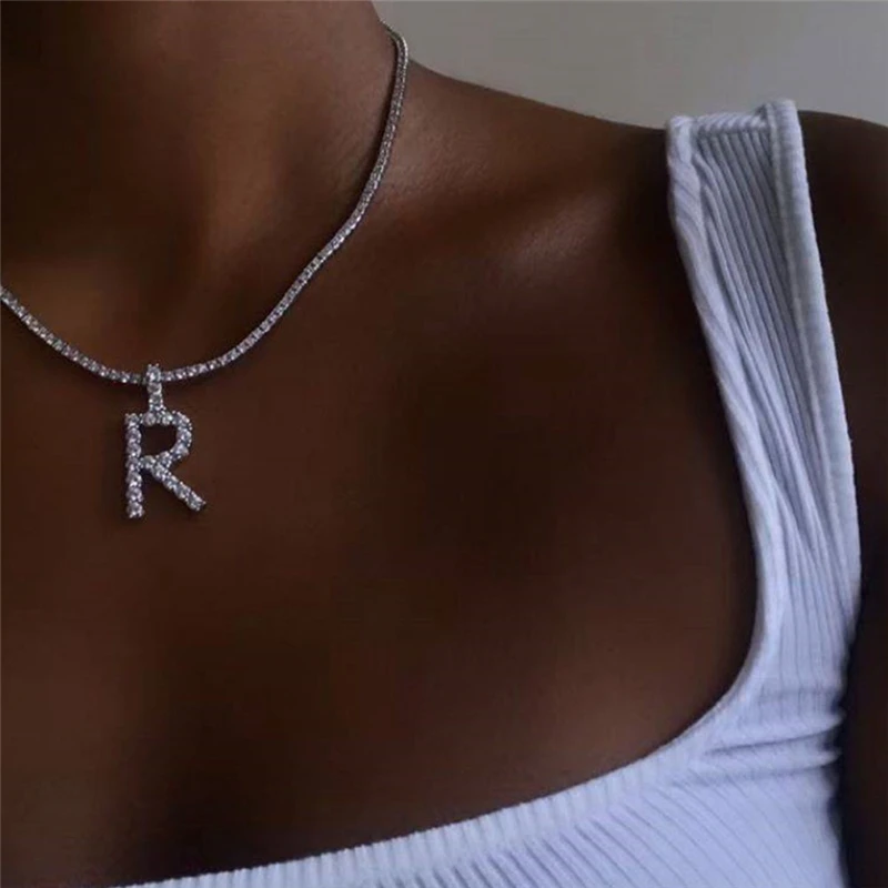 yubnlvae necklaces & pendants 26 english letters full diamond pendant  necklace for women rhinestone necklaces for women a z 26 alphabet initial  necklaces for teen girls jewelry j - Walmart.com