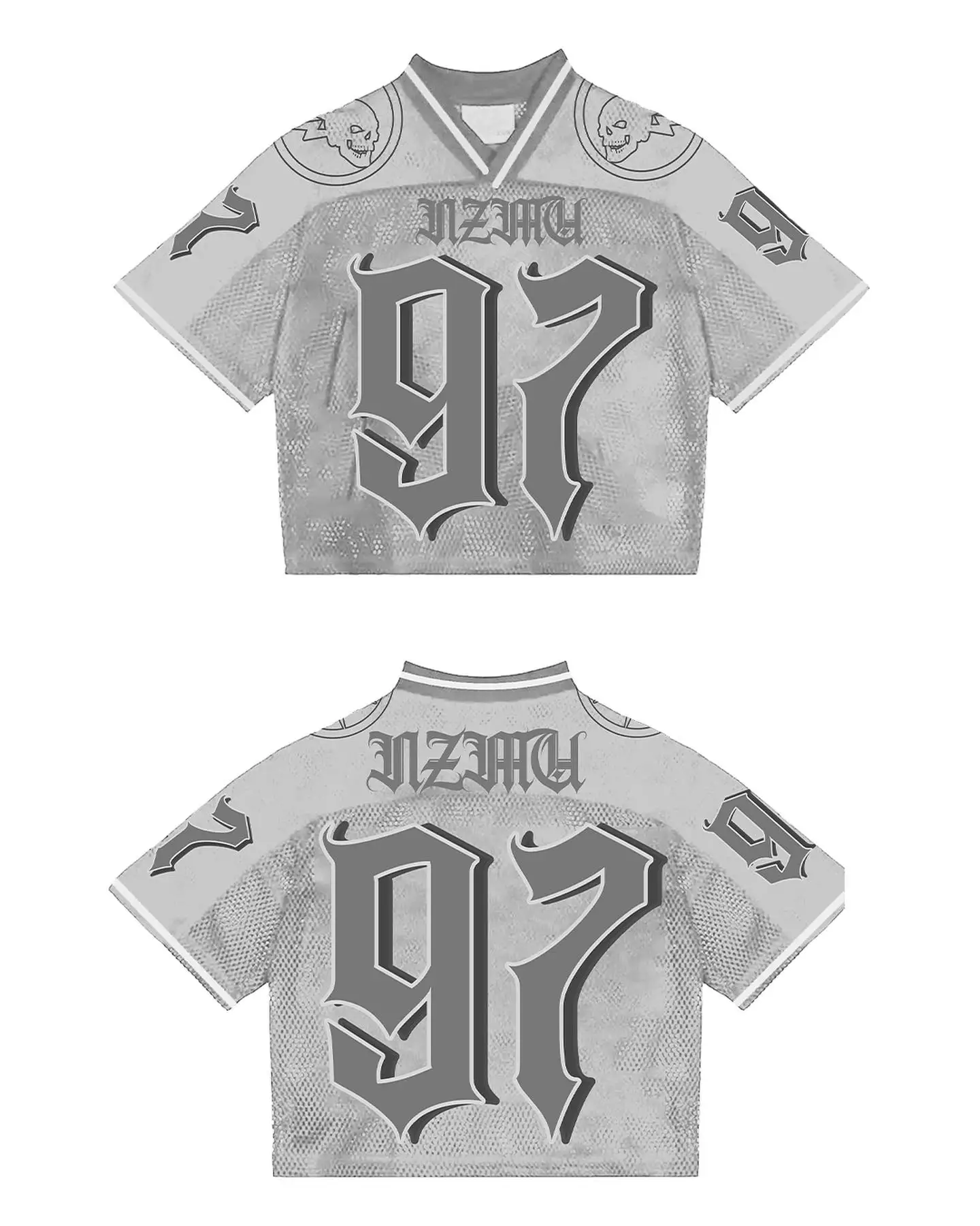 Customized Streetwear Print Short Sleeve V Neck Boxy Mesh Retro Vintage T-shirt Soccer Basketball Shirts Football Jersey for Men gallery 12