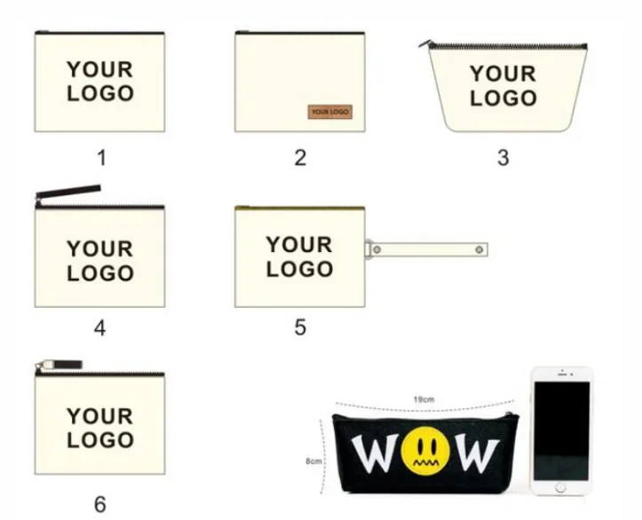 Custom Logo Solid Color Mini Canvas Pouch Coin Purse Key with Zipper Simple Folding Gift Cotton Canvas Cosmetic Makeup Bag factory