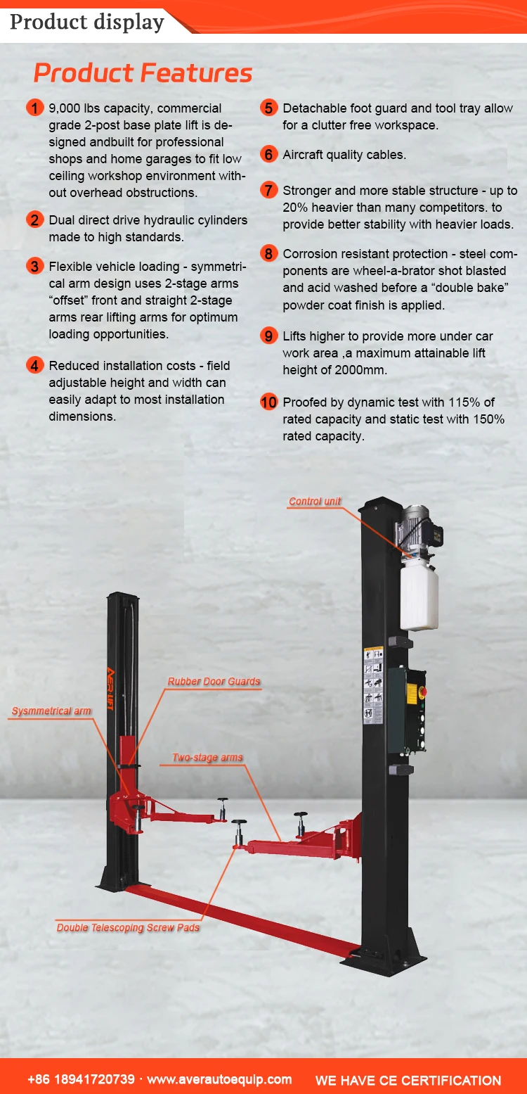 Two Post Car Lift,Hydraulic Two Post Hoist With Electric Unlock Release ...