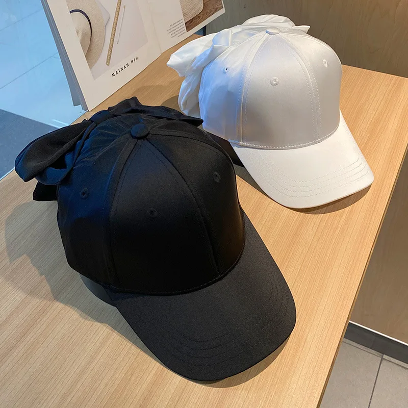 Customized High Quality Satin Peaked Cap Women's Big Bow Sun Hat Baseball Cap