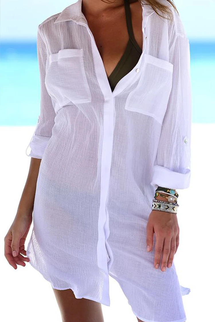 Белая рубашка на пляж