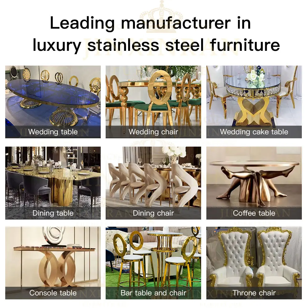 Hotel Banquet Wedding Table Modern Luxury Stainless Steel Gold Frame Mirror Top Wedding Table for Event