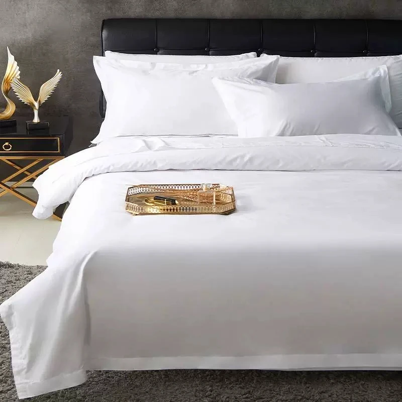 Premium 100% Cotton Royal Hotel White Bedding Set Luxury Bed Sheet with Pillow Cover