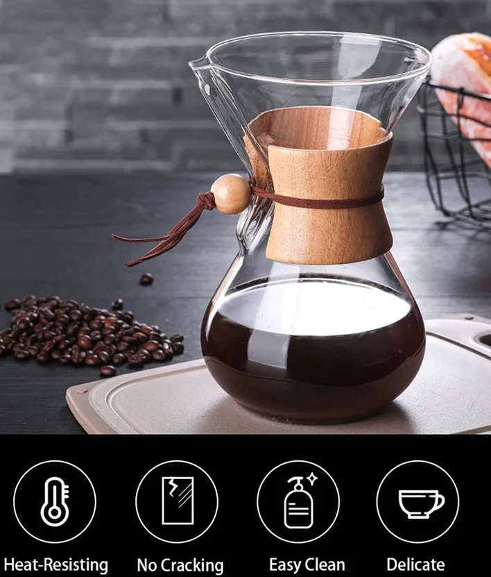 Big/Small Size Custom Double Wall Unusual Heat Resistant Classic Coffee Pot  Chemex Glass Pour Over Coffee Maker with Brewer - China Glass Coffee Pot  and Coffee Pot Glass price