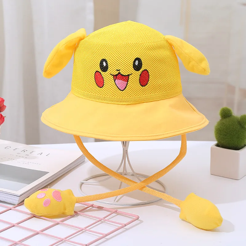 Spring and Summer Rabbit Moving Ears Bucket Hats Sunshade Protection Knitted Cotton Bucket Hat