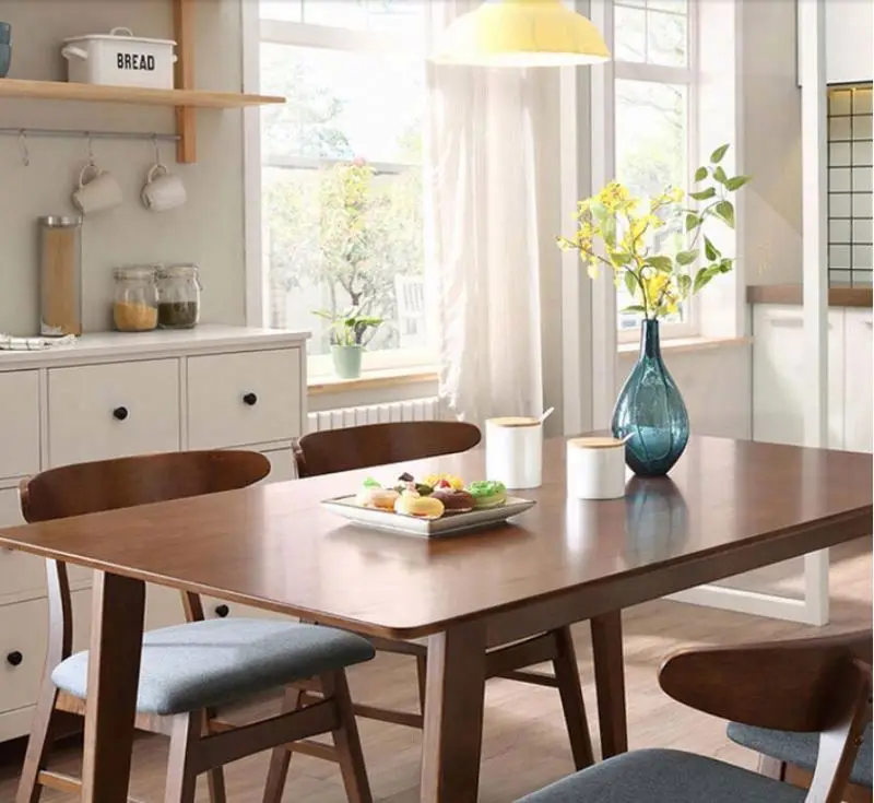 Solid Wood Dining Table Malaysia Imported Rubber Wood Dining Room