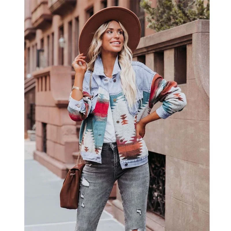 Veste en jean à la mode pour femmes européennes et américaines