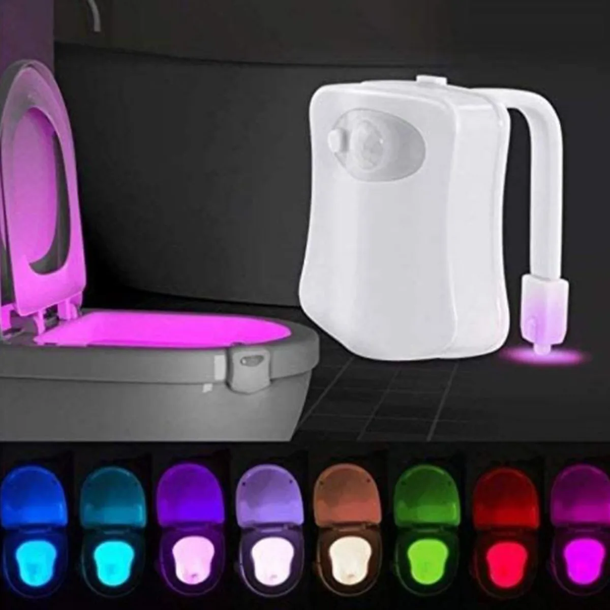 8 Or 16 Colors Bathroom Glow Bowl Toilet Light Motion Sensor Battery  Powered Automatic LED Night Lamp Waterproof - Buy 8 Or 16 Colors Bathroom  Glow Bowl Toilet Light Motion Sensor Battery