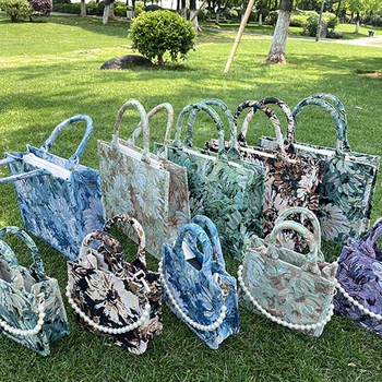 2022 Trendy Flannel Embroidered Tote Bag Custom Printed Name Top-handle Ladies Hand Bags Casual Designer Women Fashion Handbags
