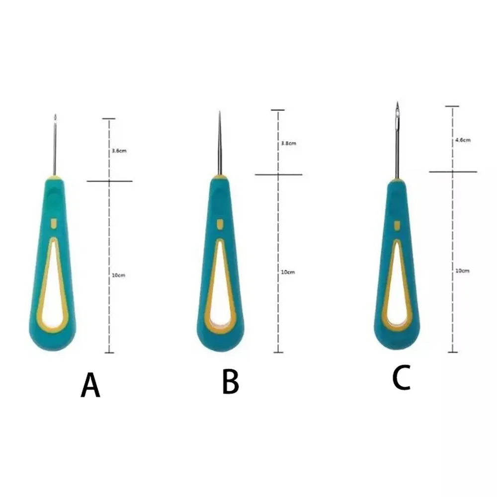 3 Styles Pointed Awls Hook Punch Hole Sewing Tool Rubber Handle Diy