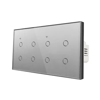 EU Standard 157 Type Grey Glass Panel Zigbee Tuya WiFi Smart Light  Wall  Switch Work with Alexa, Google Home