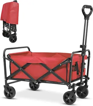 Garden Cart Collapsible Wagon Cart with Wheels Foldable Heavy Duty Utility Wagon Utility Cart Beach Cart