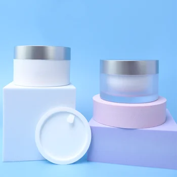 50g empty White Round Matte Face Cream Frosted Container Cosmetic Plastic Jar With Lid