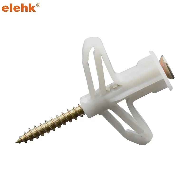 Elehk High Quality Butterfly Toggle Anchor Hollow Wall Plug Plastic Screw Plug Wall Anchor Butterfly Wall Plug