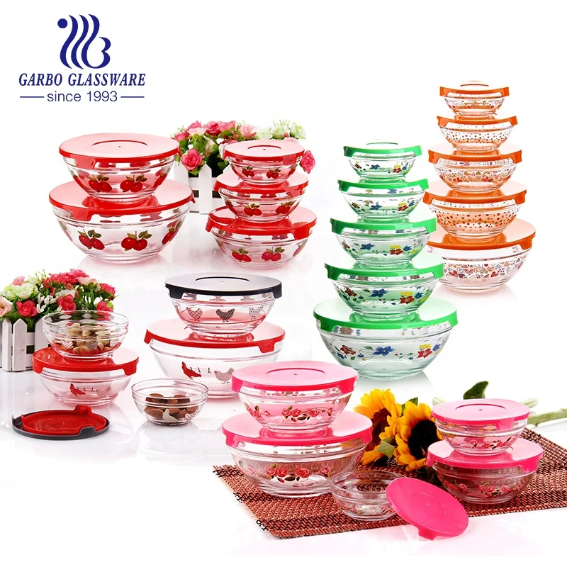 Hot Sale 5PCS 5oz/8oz/12oz/19oz/32oz Glass Salad Food Bowls Set with  Colorful Plastic Lid - China 5PCS Glass Bowls Set and Glass Bowls Set price