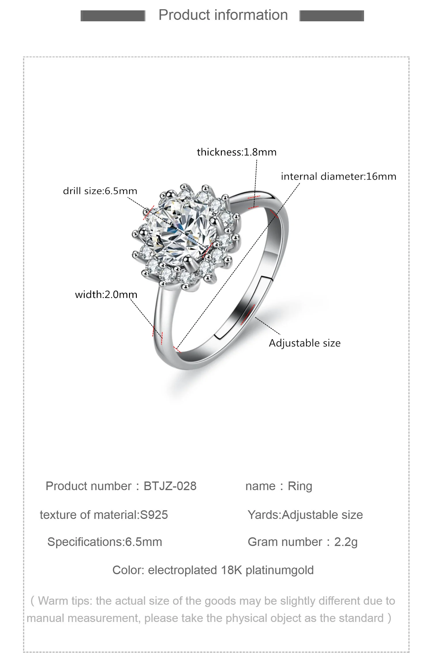 Custom 6.5MM Moissanite Engagement Ring 925 Silver Rhodium Plating Trends Diamond Wedding Flower Rings For Women