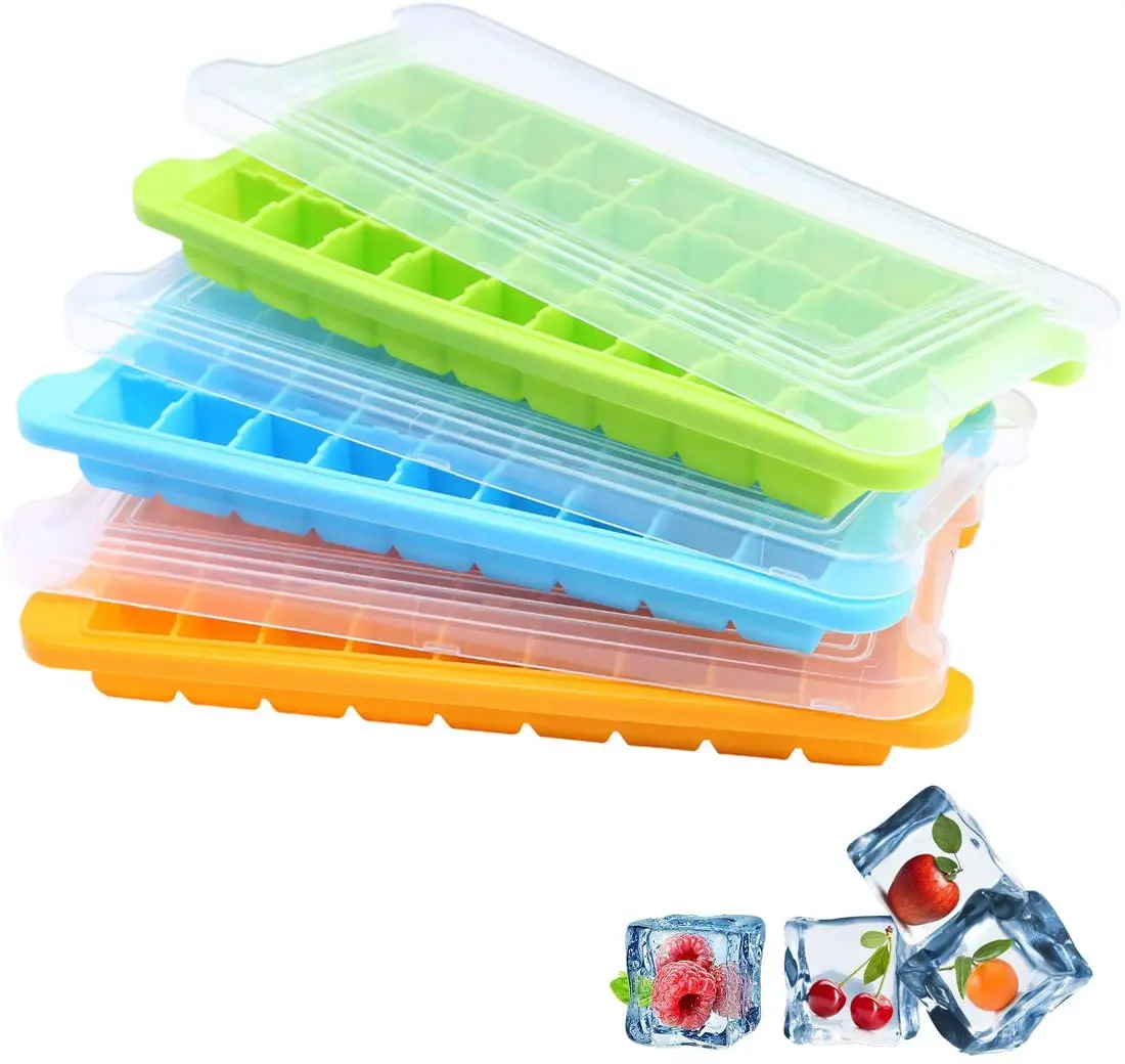 New Upgrade Ice Cube Trays, Premium Silicone Ice Cube Molds with