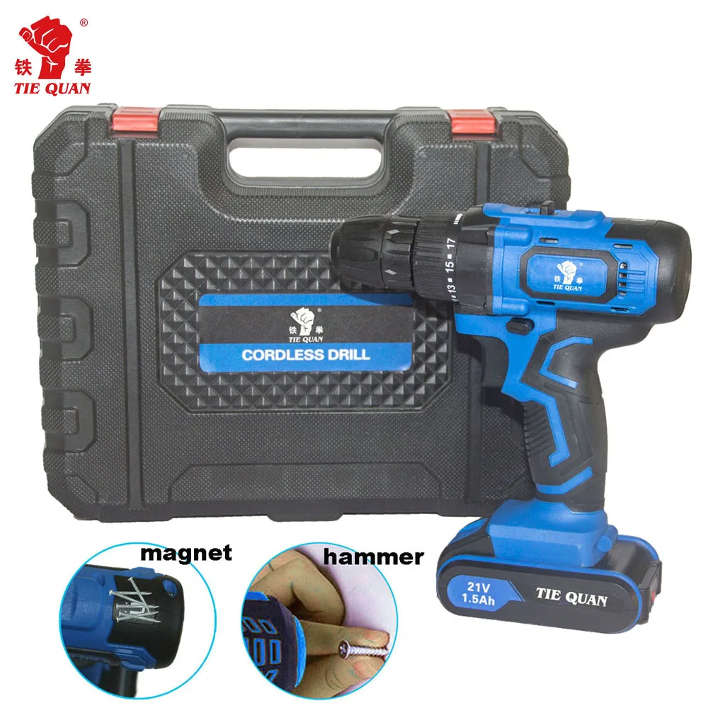 21 Volt Lithium Ion Rechargeable Portable Electric Drill Cordless Impact Drill with Keyless Chuck Customizable with OEM Support