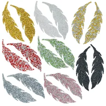Hot Sale Feather Shaped Rhinestone Patches Crystal Iron on Rhinestone Mesh for Decorations