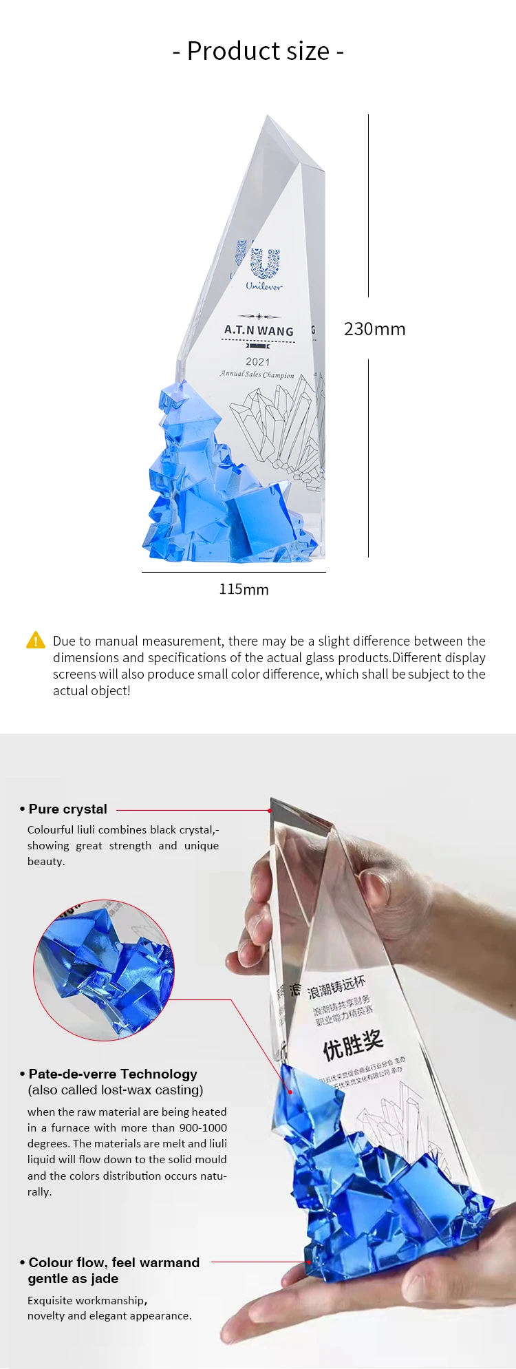 2025 New Arrival Wholesale Crystal Trophy Crystal Glass Award Crystal Plaque for Souvenir Gifts