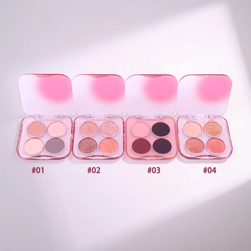 New Arrival OEM 4-Color Portable Eye Shadow Palette Shimmer and Matte Cosmetics Eyeshadow Palette for Valentines Day Gifts supplier