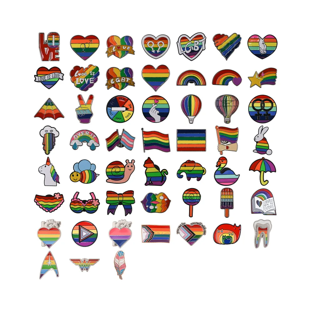 Custom Progress Pride Party Favors LGBTQ Lapel Enamel Pins Brooches ...