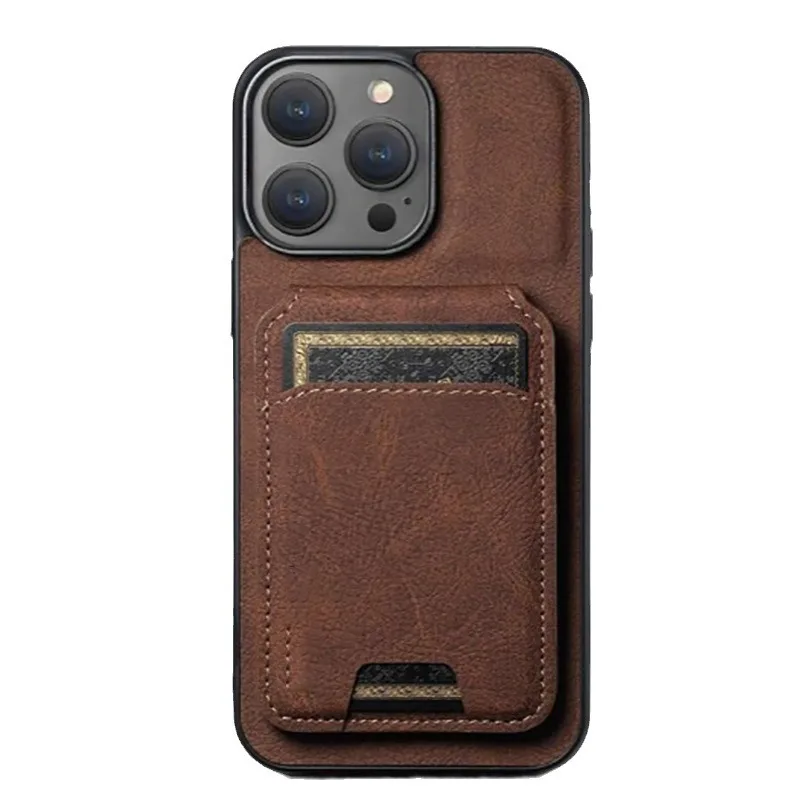 Genuine Leather Phone Case For Iphone 13 14 15 16 Plus Pro Max Business Style Wallet Magnetic Myc9191 Laudtec