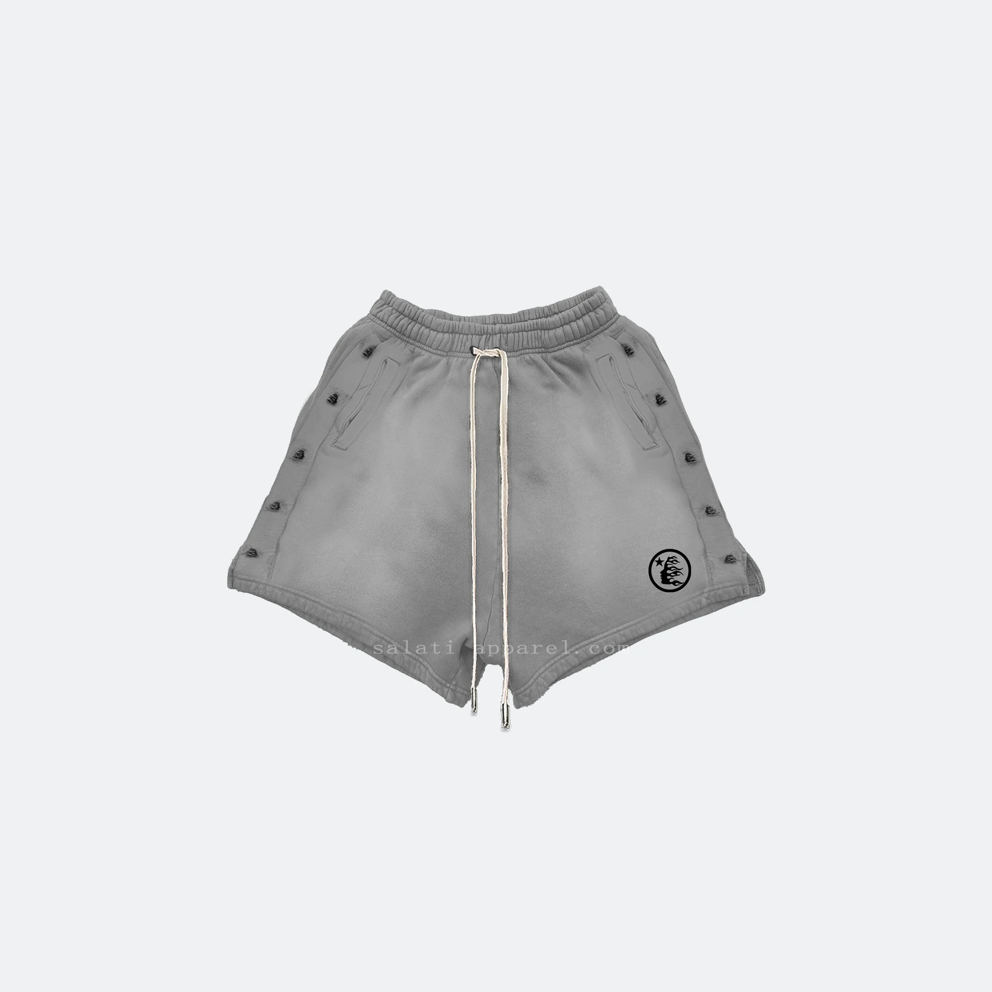 Custom Streetwear Unisex Sweat Shorts Snap Below Knee 100% Cotton Print Blank Summer Bermuda Jogger Acid Washed Shorts for Men gallery 3