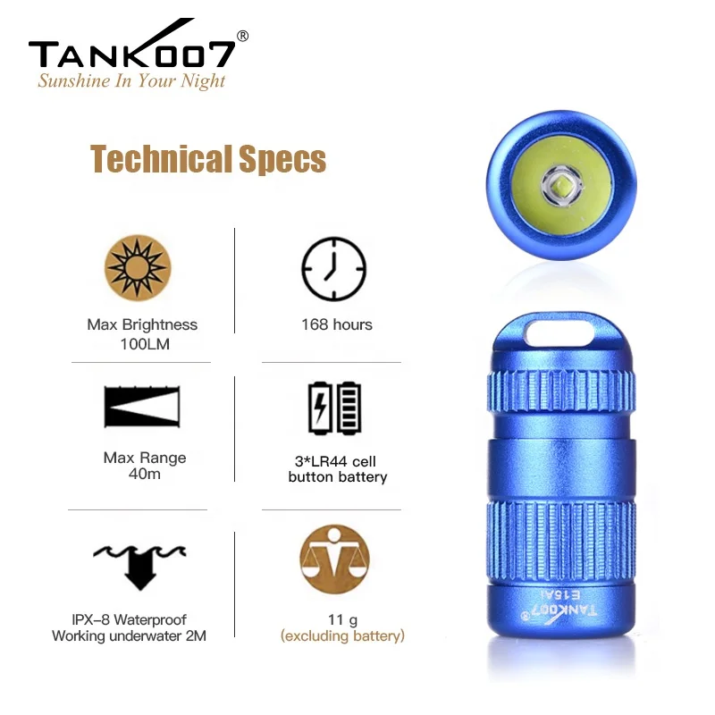 Tank007 E15Ai Small Powerful Led Torch Light Flashlight Lamp Colorful Keychain Flashlight EDC Torch Light Mini Linternas