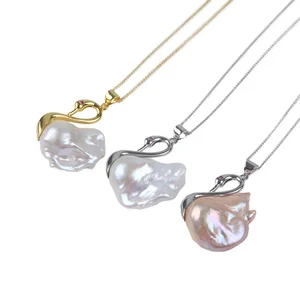 Newly Designed Multi-style S925 Freshwater Natural 3A Grade 2.5-4mm Baroque Pearl White/Pink Pendant Necklace Third Pearls