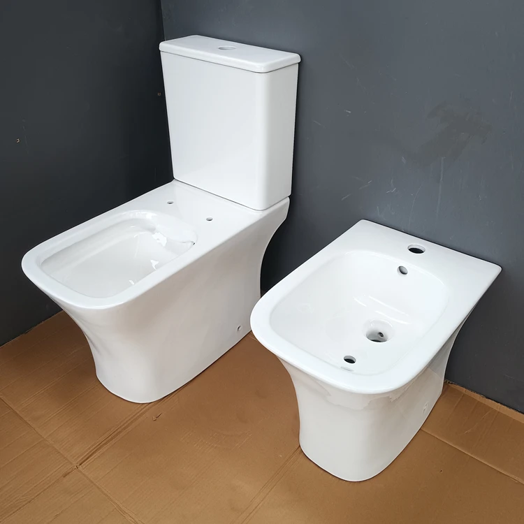 Floor Mounted Porcelain Inodoro Bathroom Ceramic Washdown Two Piece Toilet Seat With Bidet  1 or 3 AGUJEROS