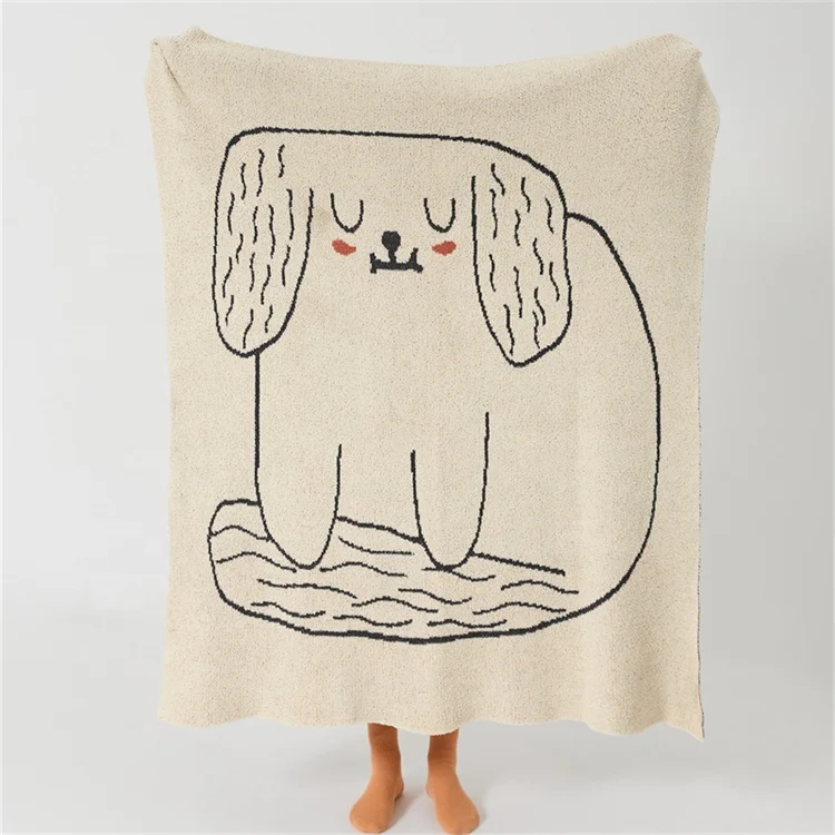 CEG New Design Soft Dog Cartoon Animal Pattern Polyester Knitted Throw Microfiber Blanket Winter Home supplier