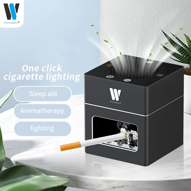 cigarette diffuser Wedtserha LED Cigarette Light Aromatherapy Diffuser Air Purifier 3-in-1  Rechargeable Aluminum Housing Tabletop Waterless