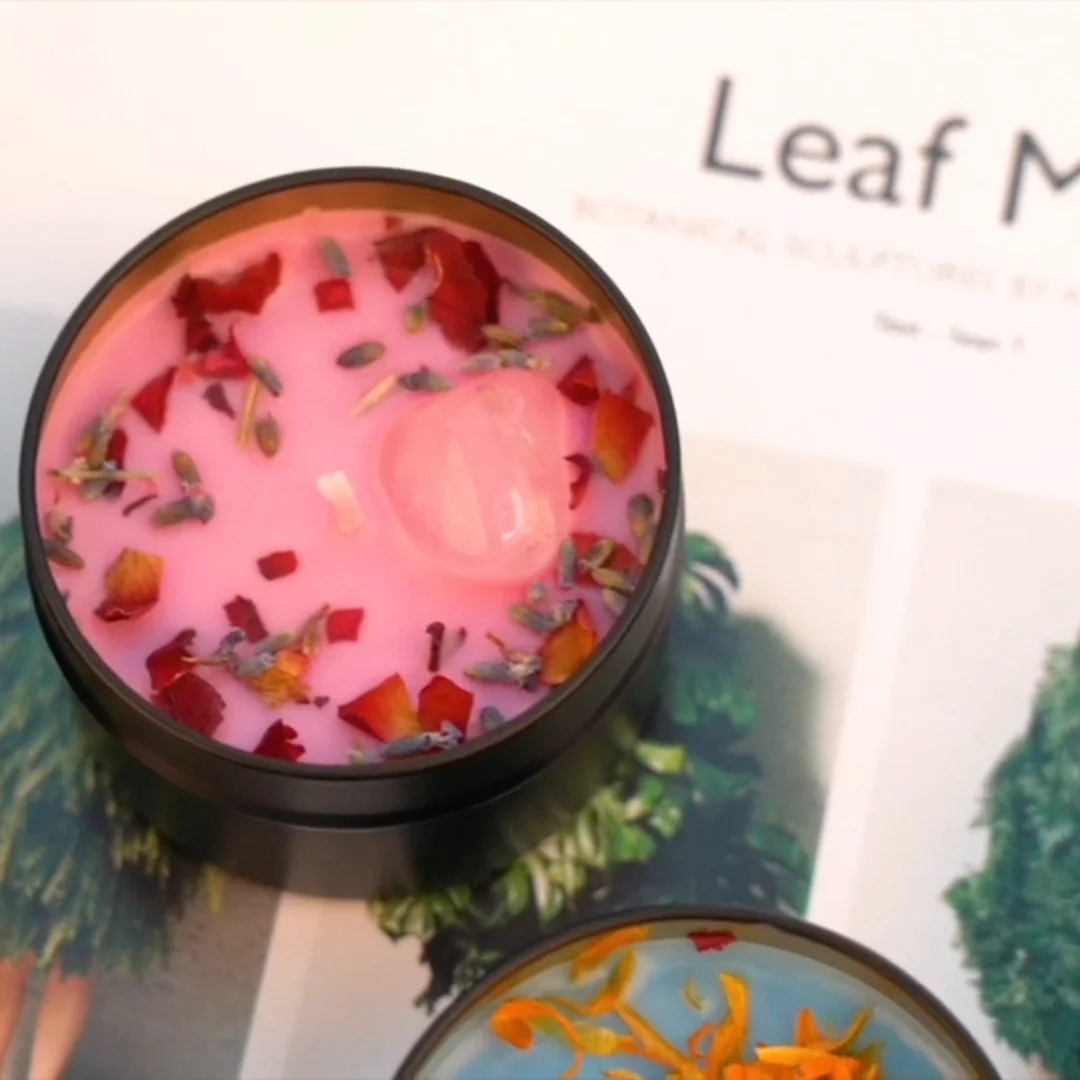 Custom Natural Organic Candles Sage Lavender Aroma Luxury Crystal