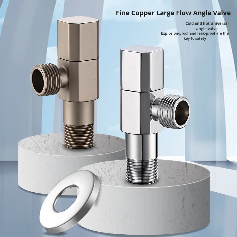 AOWE Pure Copper Angle Stop Valve Square Design | Brushed Gold Chrome Finish | Universal Hot Cold Water | 5+ Year Warranty | OEM