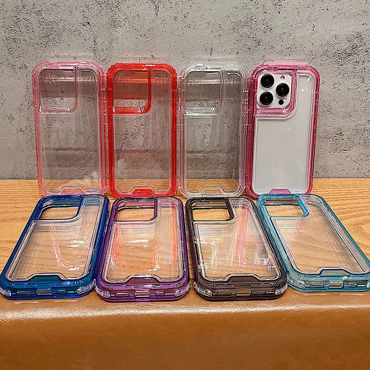 3 in 1 transparent hard PC soft tpu protective case shockproof rugged mobile phone fundas for Xiaomi Poco X6 Pro 5G Poco F5 5G