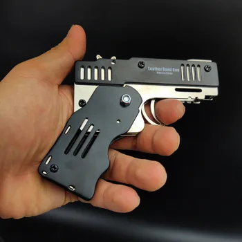 AUYAO Metal Folding Rubber Band Toy Gun | Collapsible Portable Shooter With 50+ Bands For Kids Outdoor Games