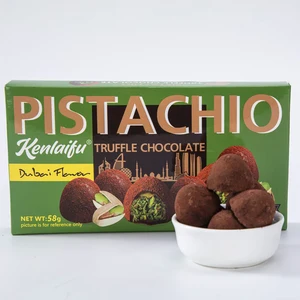 Dubai Style 58g Truffle Chocolate in 3 Varieties-White Sweet Milk with Solid Candy Biscuit Jam Nut Ingredients Bar Ball Patterns