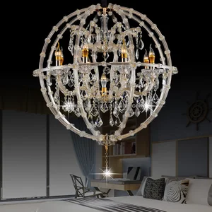 Crystal Chandelier Round Nordic Modern Warm White Adjustable Height Home Decor