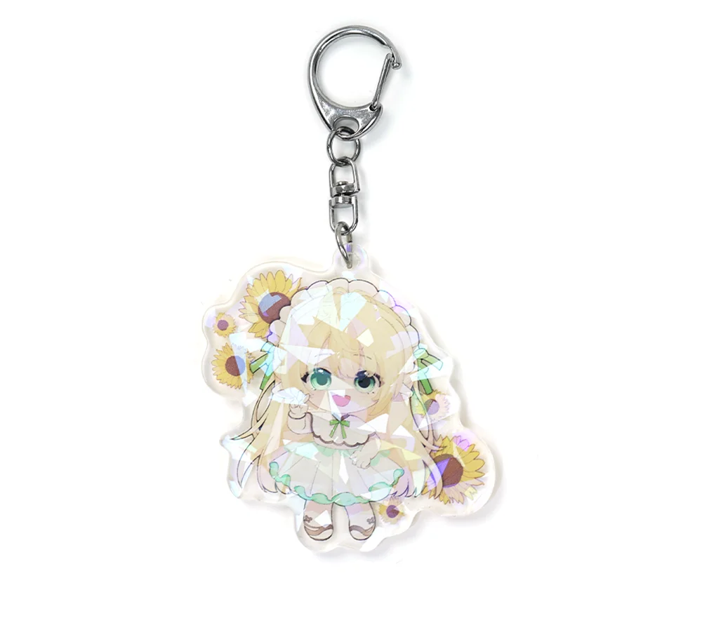 Double Sided Printing Holographic holo rainbow Acrylic Charm Anime Game Peripheral Kawaii Key Pendant