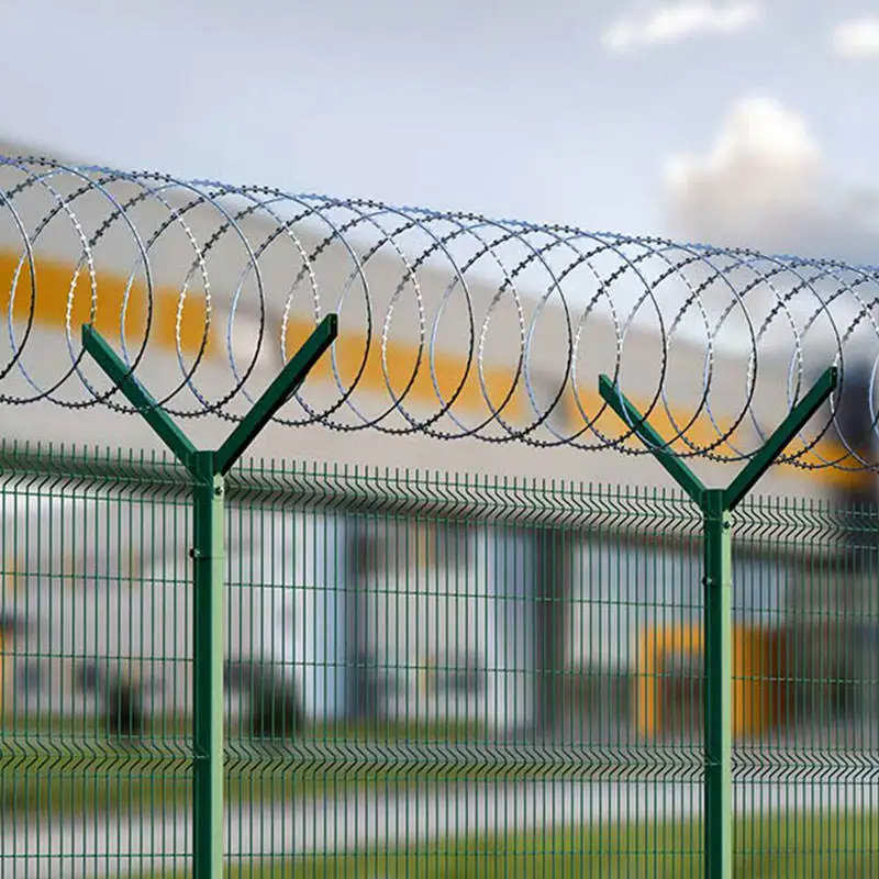 358 High Security Welded Wire Mesh Panels Y Post Airport Fence Concertina Razor Blade Barbed Wire for Airport Prison