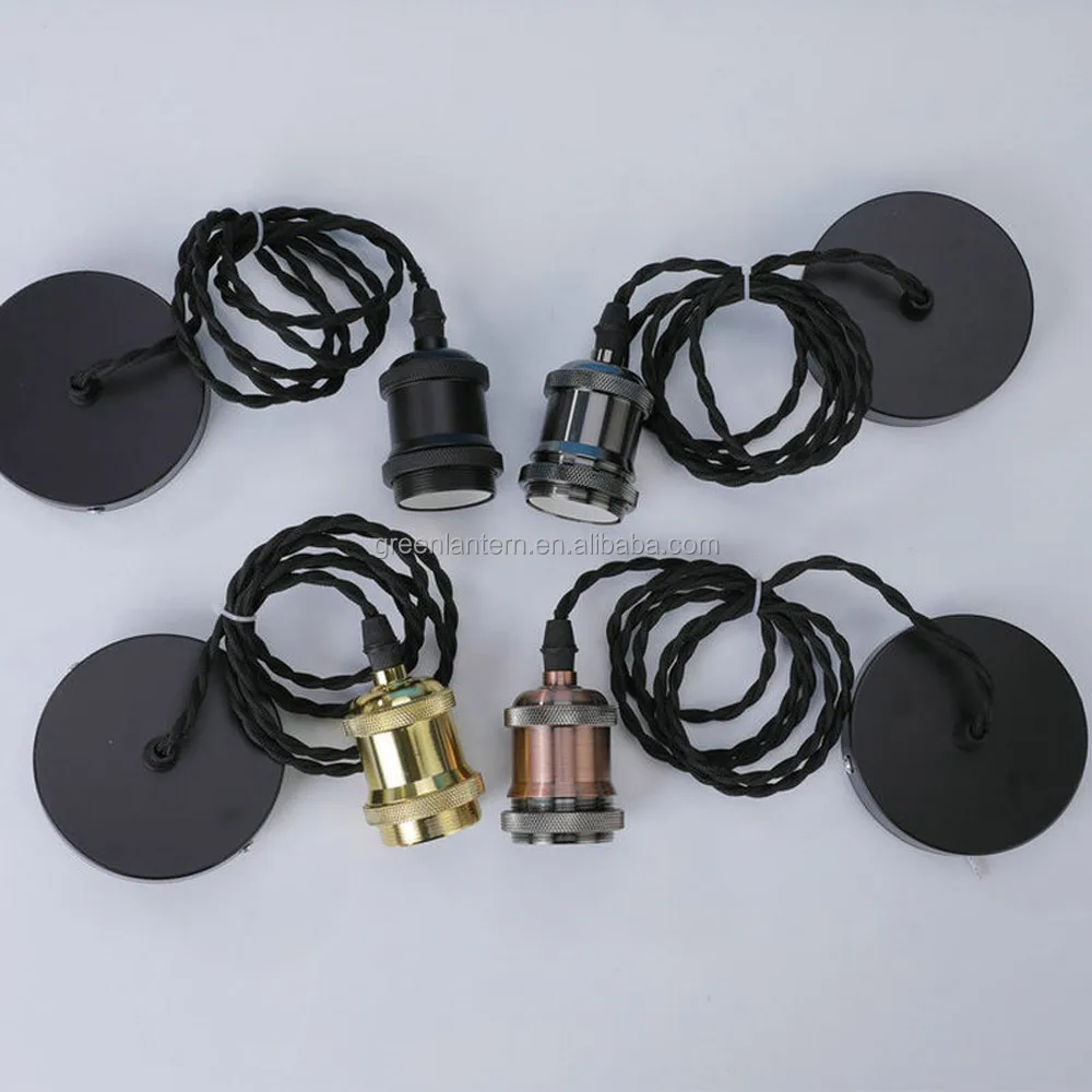 Vintage E27 Base Socket Lamp Holder Braided Twisted Rope Indoor Lamp ...