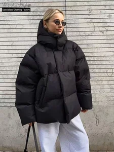 Winter Windproof Eco-Friendly Padded Jackets for Europe America Loose-Fit Cotton-Padded Coats Solid Color Detachable Hood