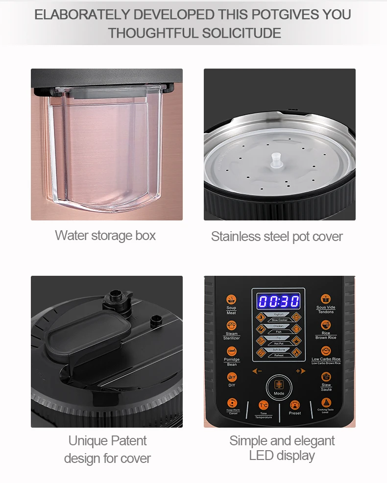 4L Household Electric Pressure Cookers Multipurpose Stainless Steel Fast Pot Electric Pressure Cooker