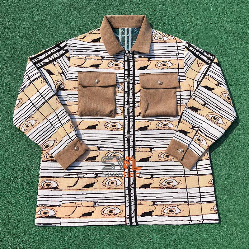 Customize Tapestry Jacket Custom Mens Oversized Tapestri Sweater Jacket Woven Jacquard Mens Coat Tapestry Jackets