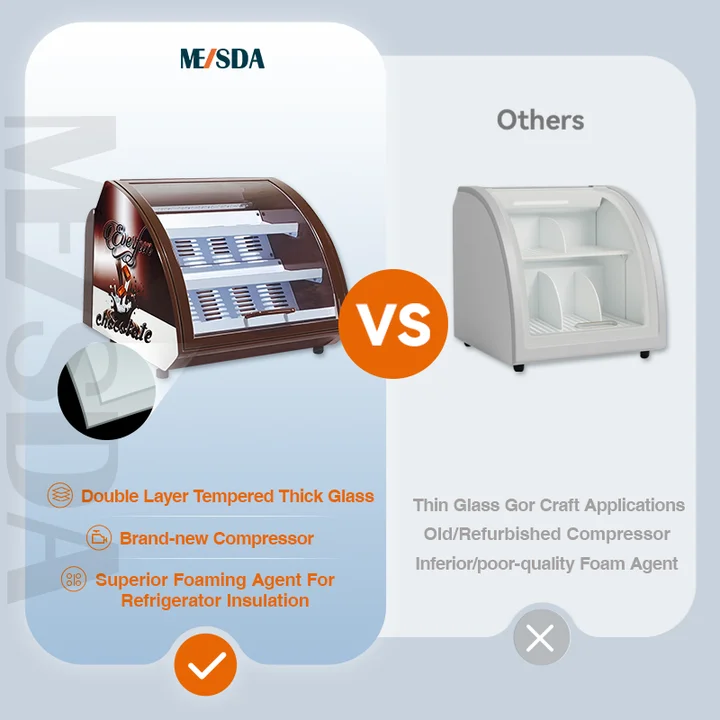 Meisda SC15 Mini Cheese Display Cooler 15L Small Showcase Mini Refrigerator White Standard Flat Promotional Chocolate Fridge