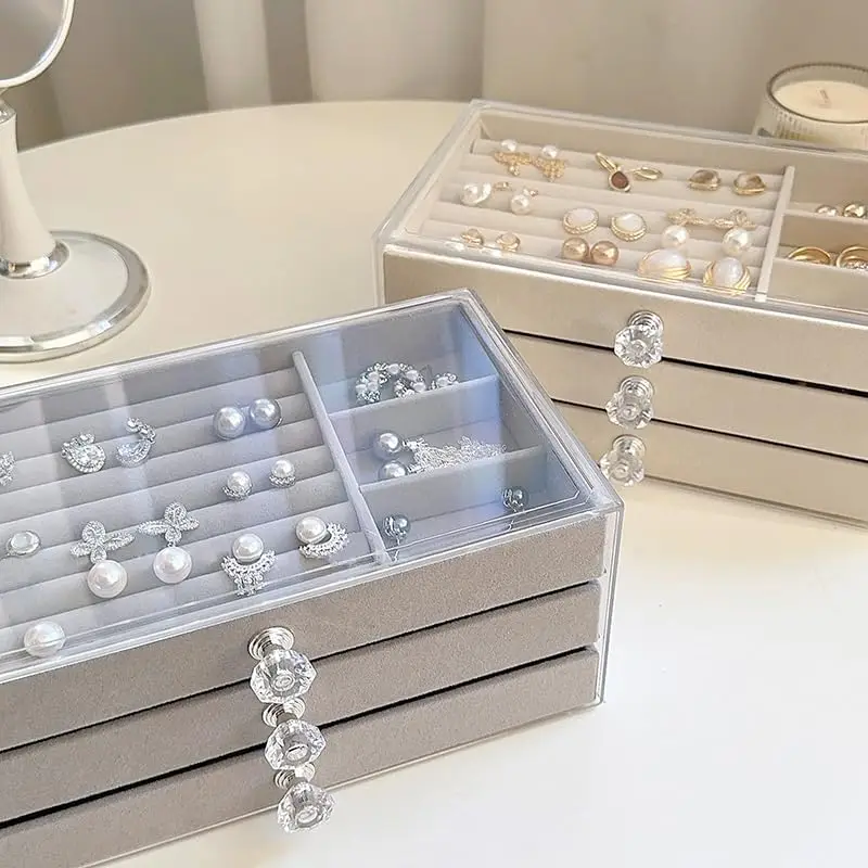 Stackable Clear Acrylic Jewelry Organizer Box with Drawers